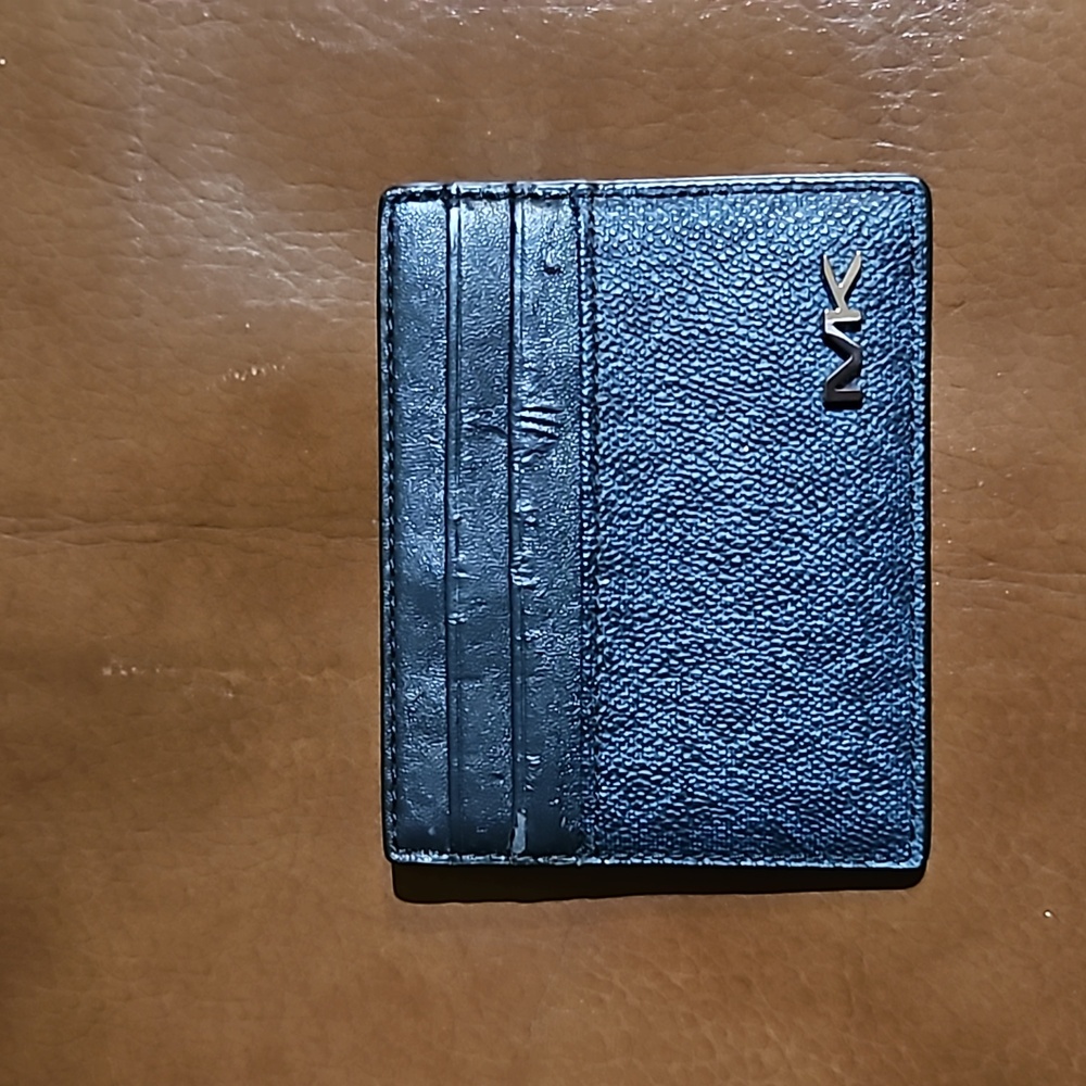Michael Kors Cooper Signature Monogram Tall Card Case Holder Wallet Blue Black